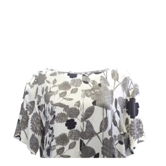 DIANE VON FURSTENBERG Ecru Floral Dress Size 12 - Picture 4 of 6